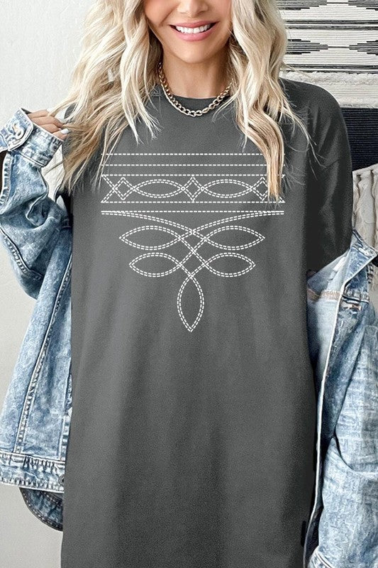 Western Boot Stitch Tee - Plus Size