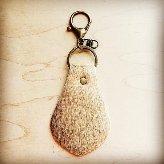 Hair on Hide Leather Key Chain - Naturals