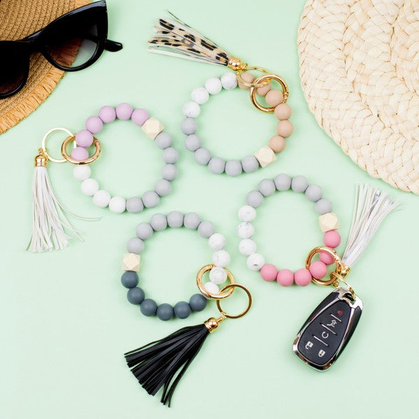 Color Block Key Ring Bracelet