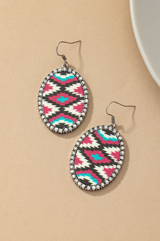 Aztec Oval  Earrings