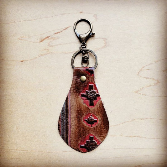 Leather Keychain-Red Brown Navajo