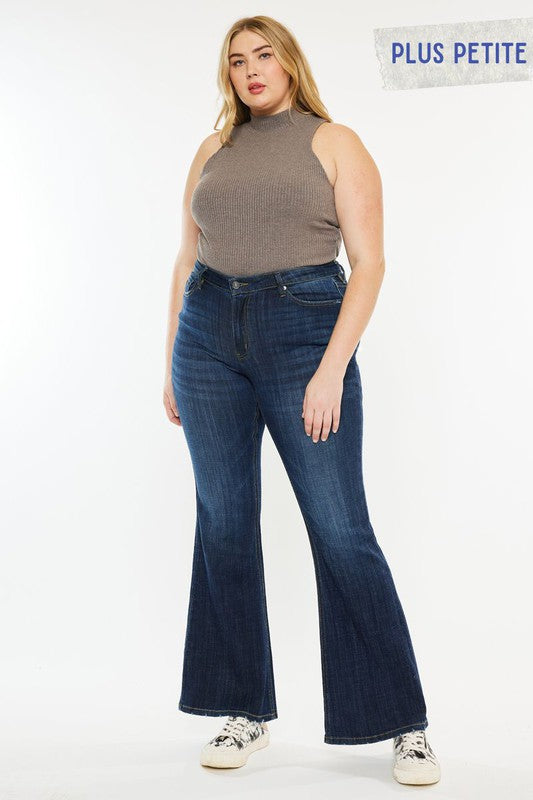 Petite Mid Rise Flare Jeans - Plus Size