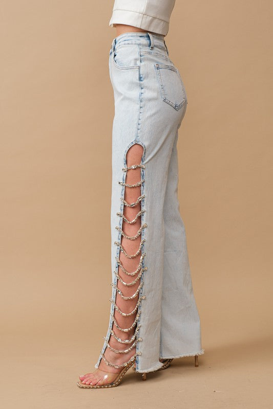 Broadway Girls Jewel Trim Stretch Denim Jeans