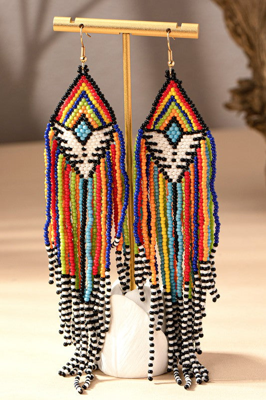 Aztec Beaded Drop Earrings