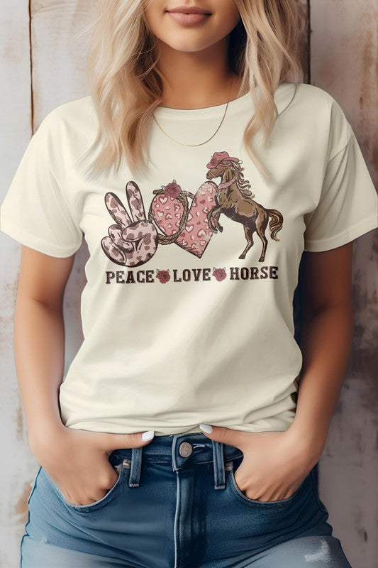Peace, Love, Horse, Western Tee