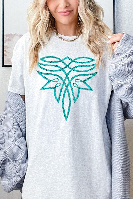 Turquoise Boot Stitch Tee - Plus Size