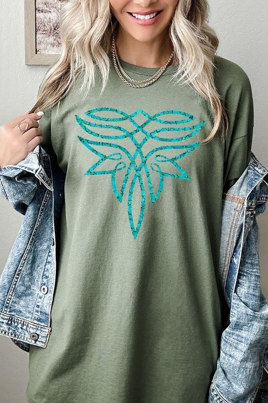 Turquoise Boot Stitch Tee - Plus Size
