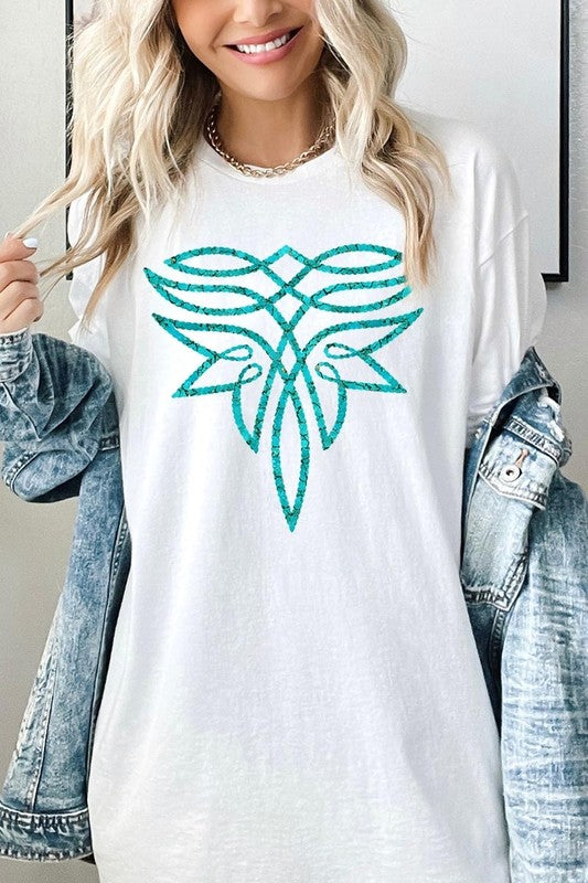 Turquoise Boot Stitch Tee - Plus Size