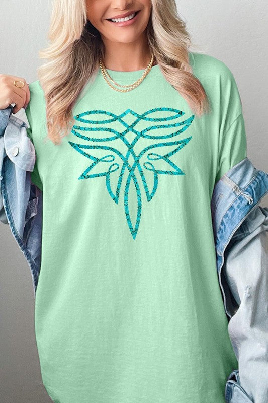 Turquoise Boot Stitch Tee - Plus Size