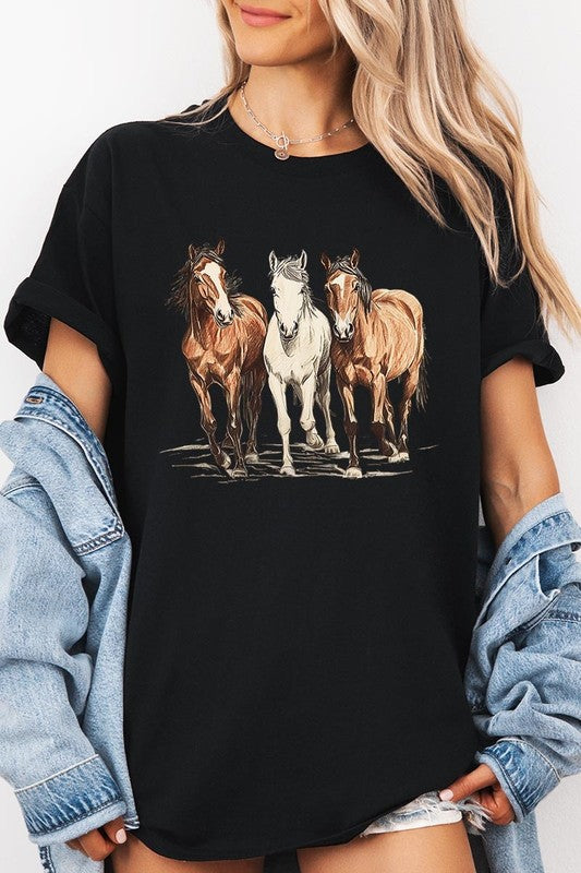 Three Horses Tee - Plus Size