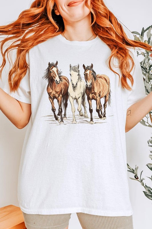 Three Horses Tee - Plus Size