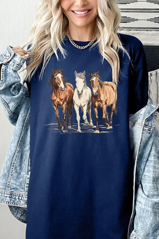 Three Horses Tee - Plus Size