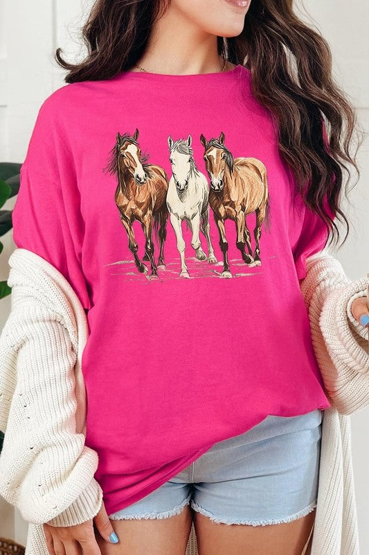 Three Horses Tee - Plus Size