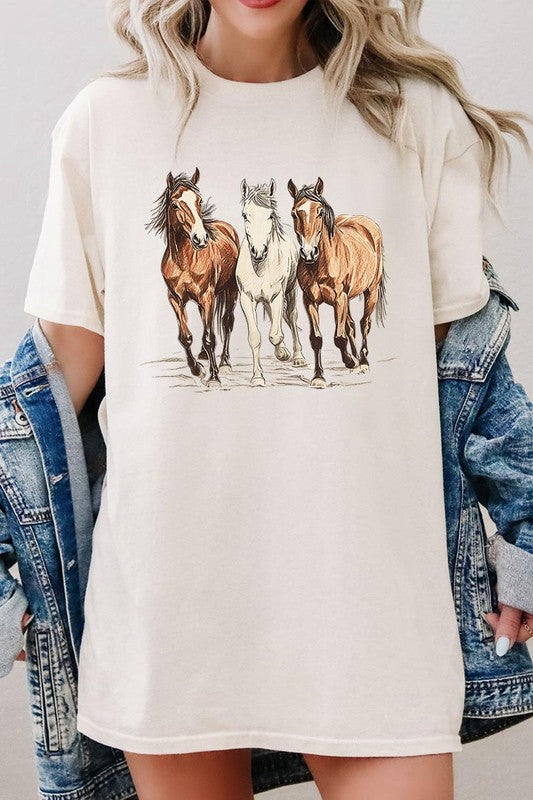 Three Horses Tee - Plus Size