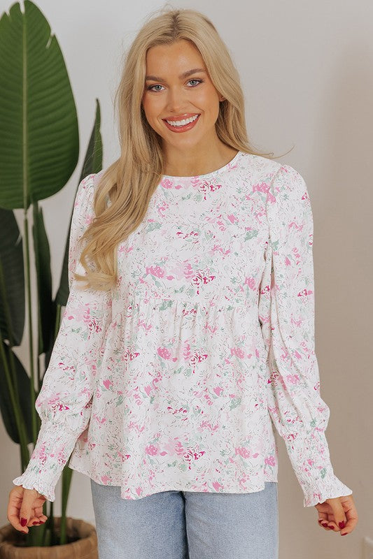 Floral Print Babydoll Blouse