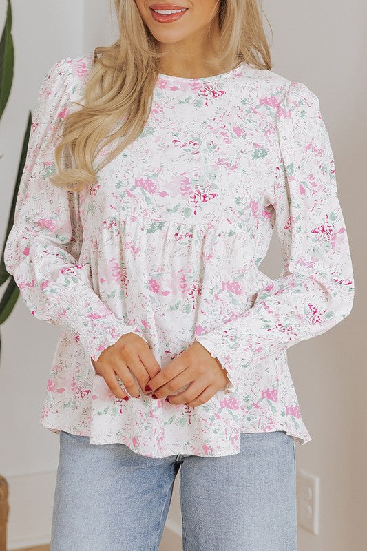 Floral Print Babydoll Blouse