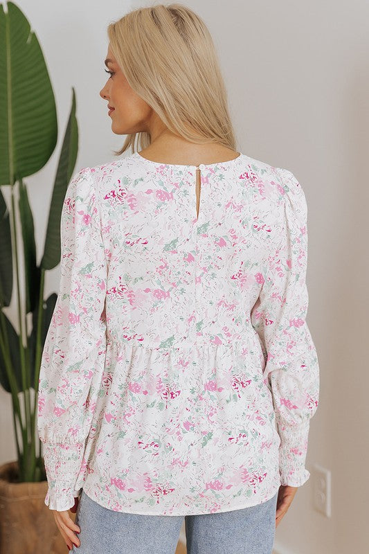 Floral Print Babydoll Blouse