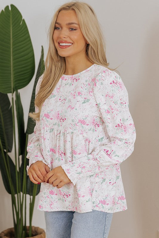 Floral Print Babydoll Blouse