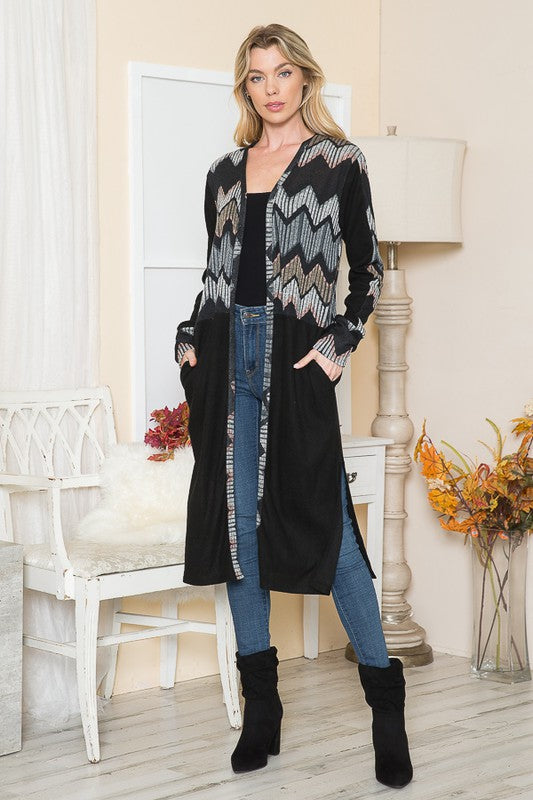 Tribal Print Maxi Cardigan