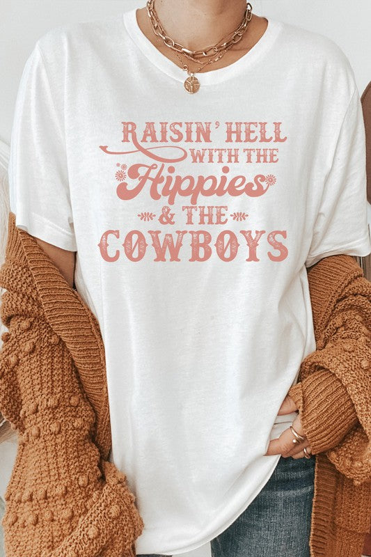 Raisin Hell With Hippies and Cowboys Tee