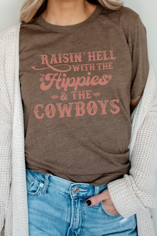 Raisin Hell With Hippies and Cowboys Tee