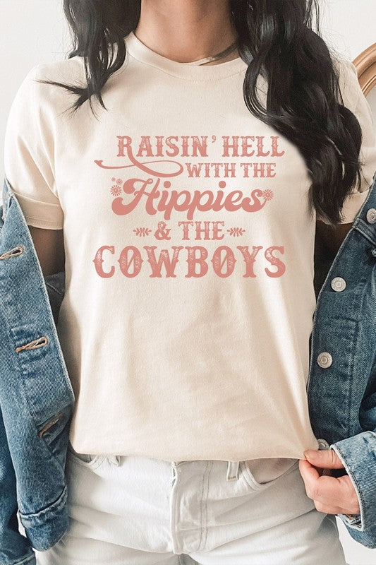 Raisin Hell With Hippies and Cowboys Tee