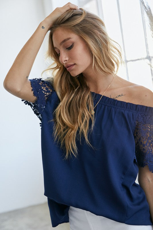 Chelsea Crocheted Lace Off-Shoulder Top