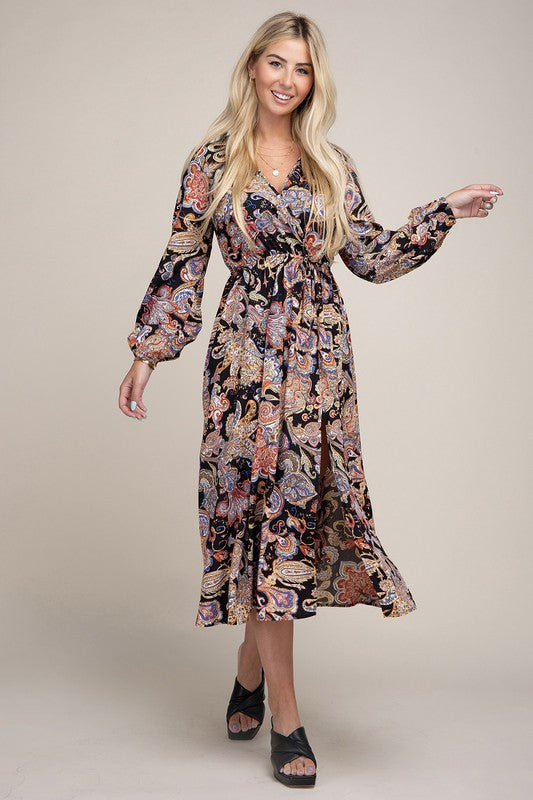 Paisley Shirred Waist Dress