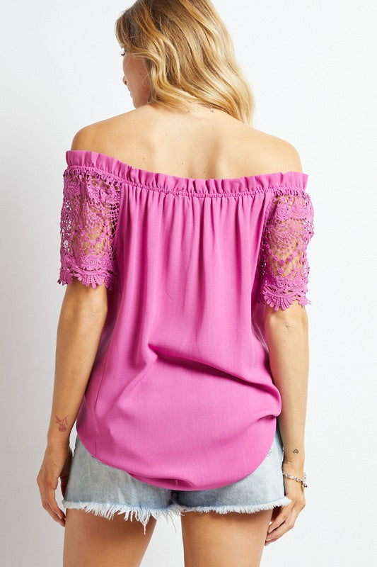 Chelsea Crocheted Lace Off-Shoulder Top