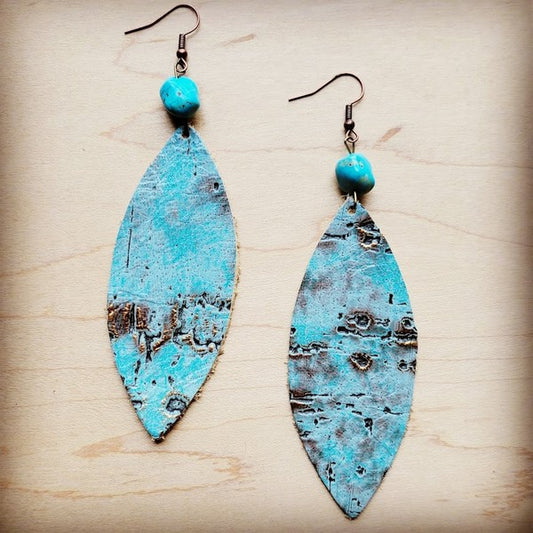 Oval Earrings in Turq Metallic w Turquoise Accent