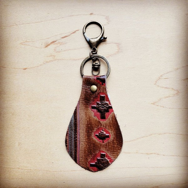 Leather Keychain-Red Brown Navajo