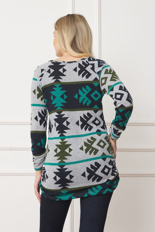 Aztec Shirred Side Top