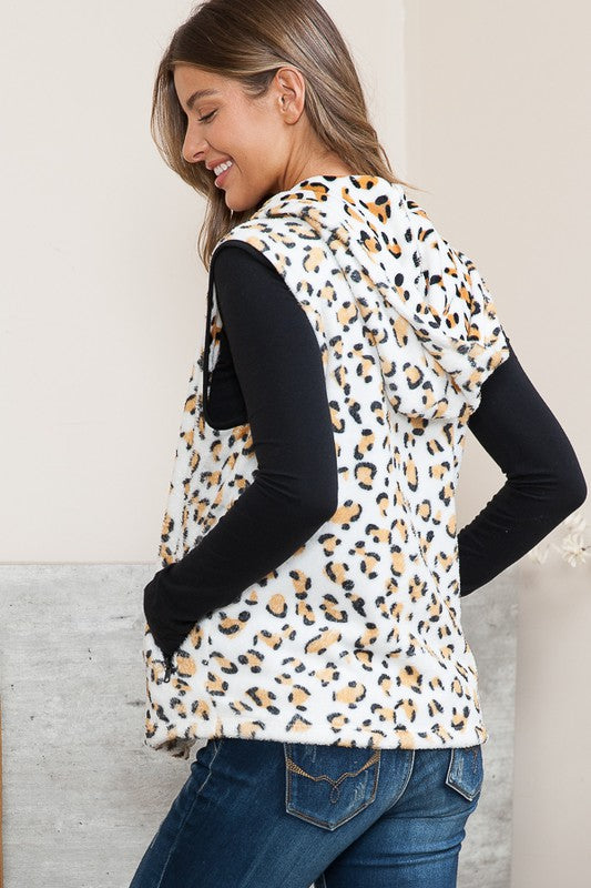 Leopard Hoodie Vest