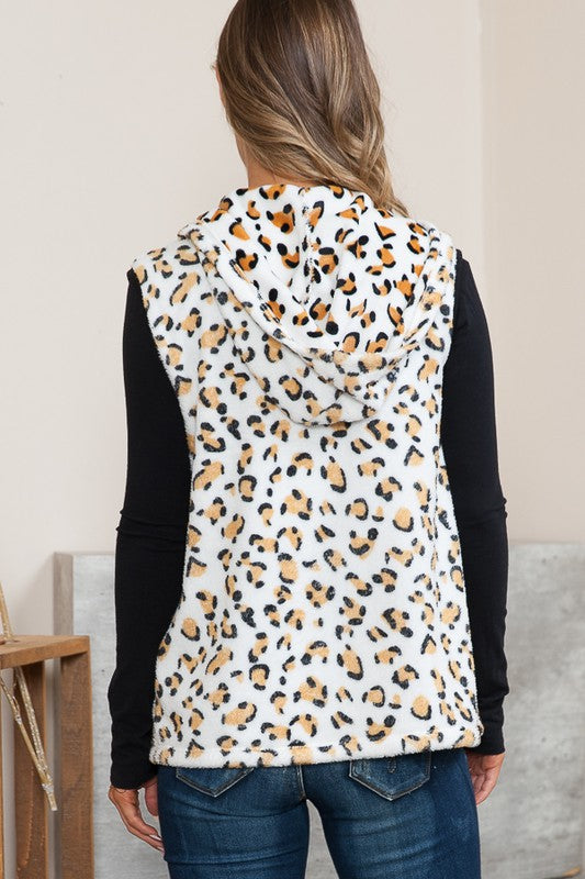 Leopard Hoodie Vest