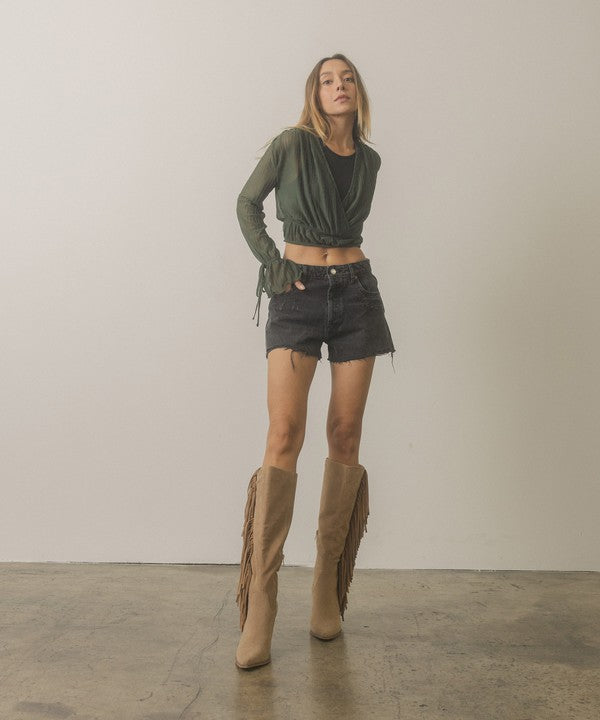 Out West Knee High Fringe Boots