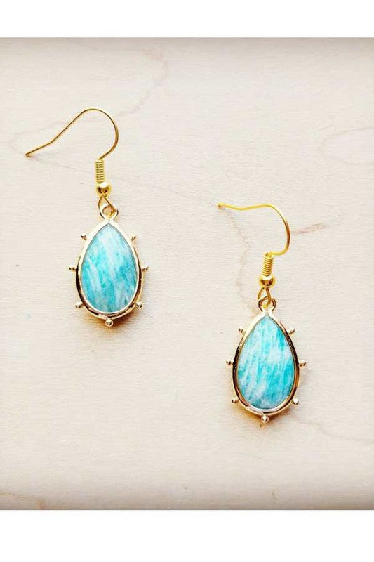 Genuine Amazonite Teardrop Earrings