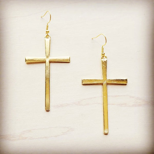 Gold Cross Earrings