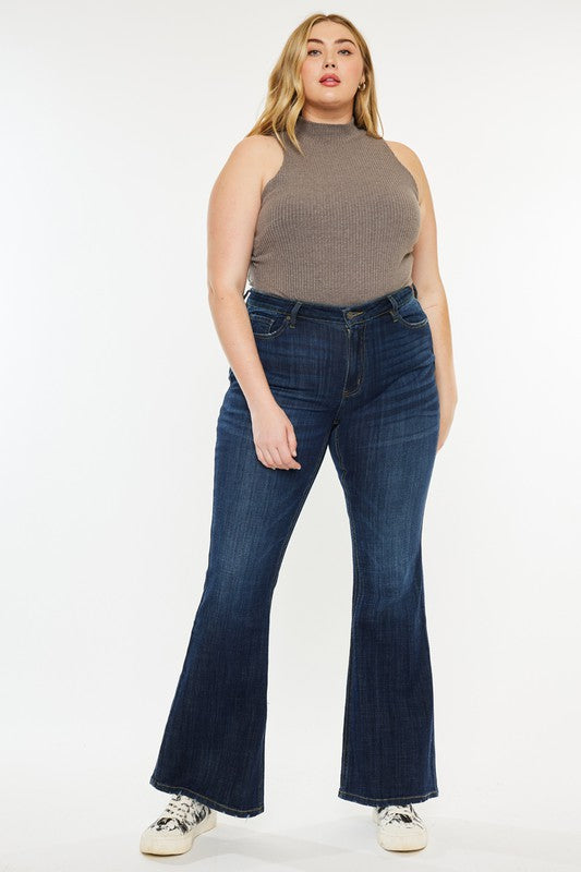 Petite Mid Rise Flare Jeans - Plus Size