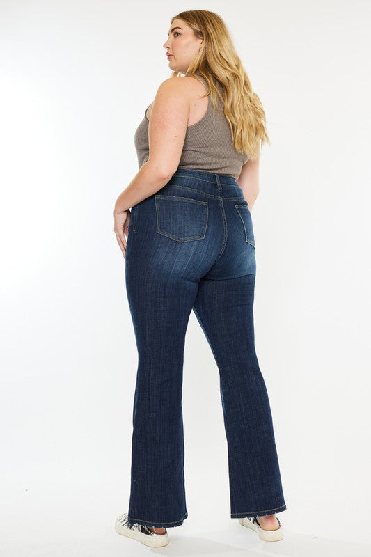 Petite Mid Rise Flare Jeans - Plus Size