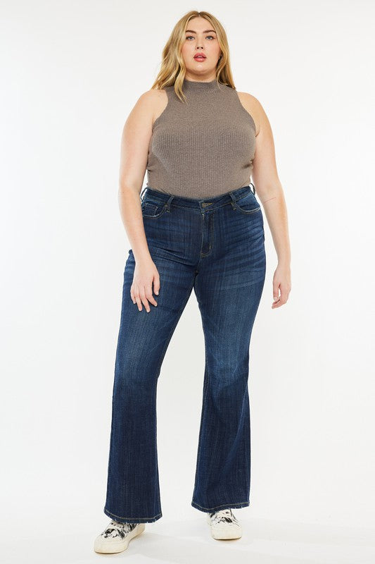 Petite Mid Rise Flare Jeans - Plus Size