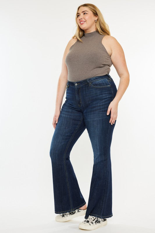 Petite Mid Rise Flare Jeans - Plus Size