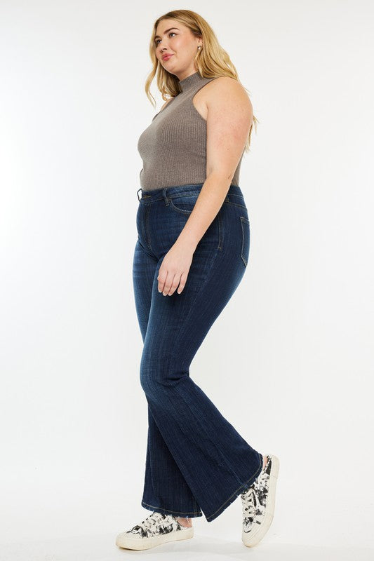 Petite Mid Rise Flare Jeans - Plus Size