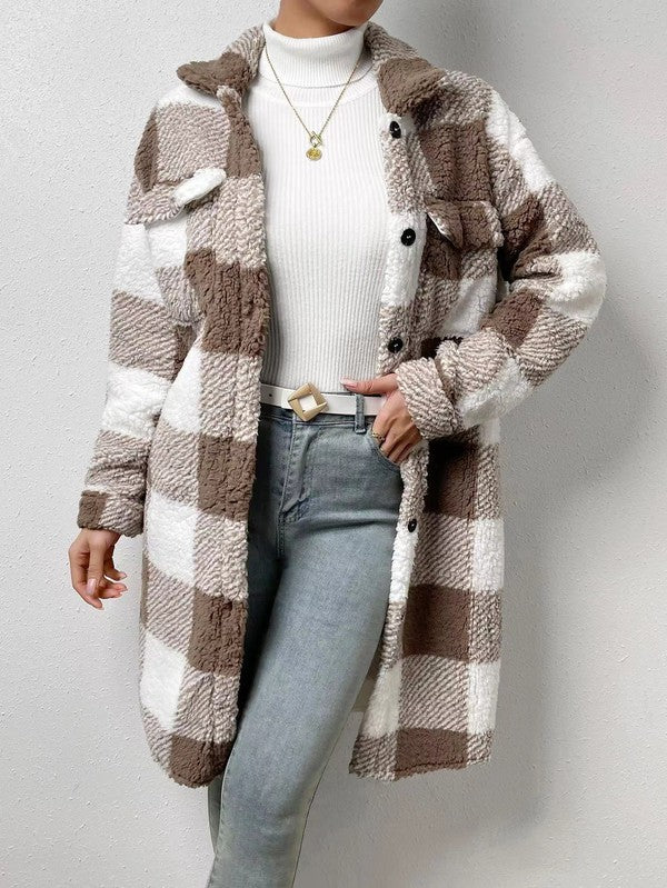 Plaid Sherpa Long Shacket