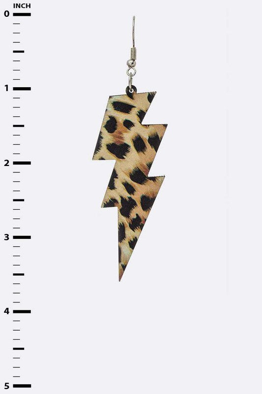 Leopard Print Lightening Bolt Earrings