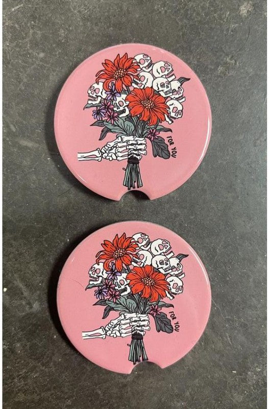 Skull Bouquet Car Coaster