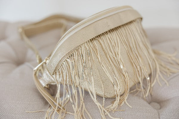 Metallic Removable Fringe Western Style Hip Bag