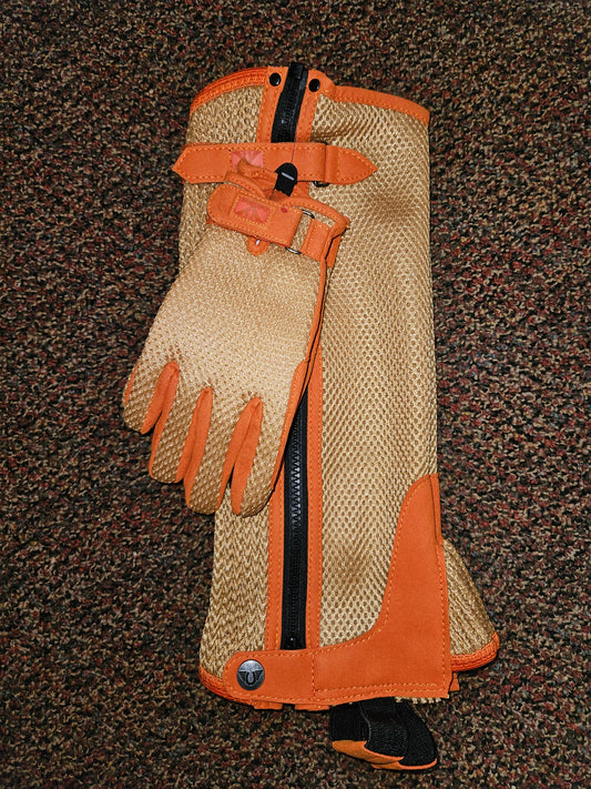 TuffRider Kids Double Up Air Mesh Half Chap and Glove Set