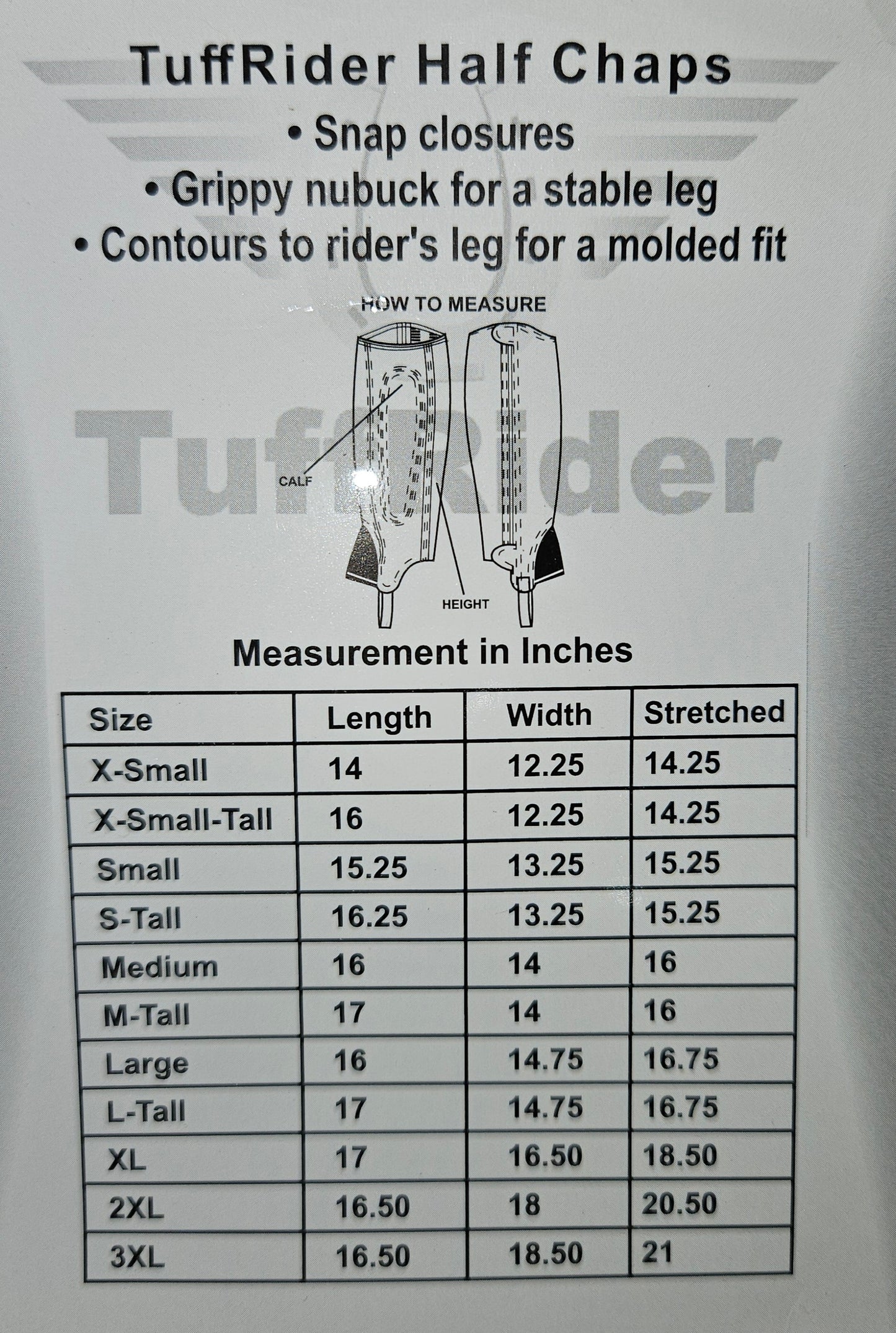 TuffRider Adult Grippy Nubuck Half Chaps