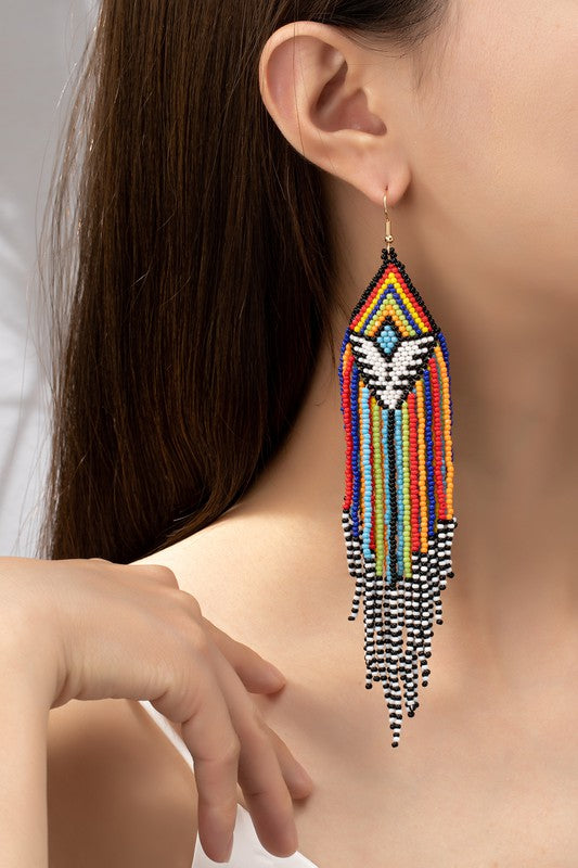 Aztec Beaded Drop Earrings