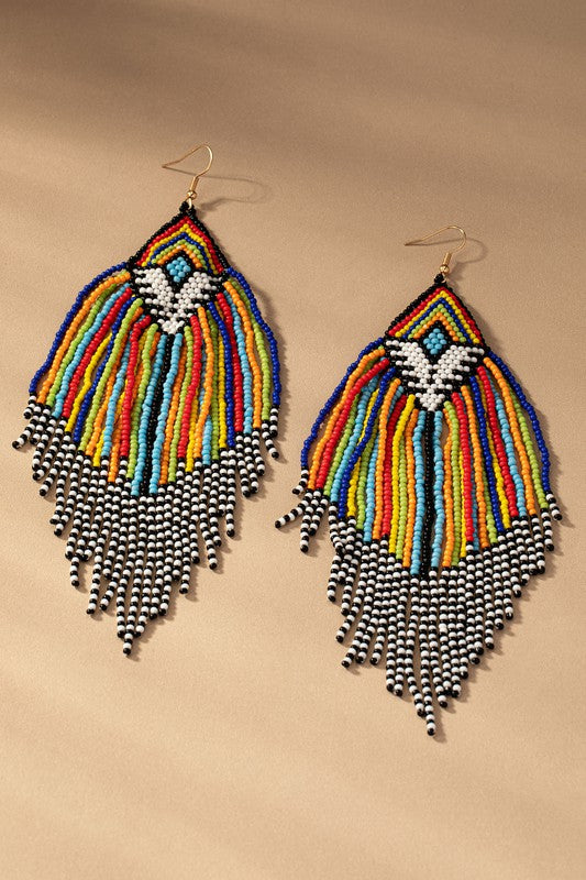 Aztec Beaded Drop Earrings